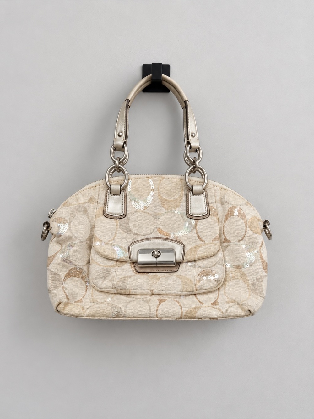 Coach Kristin Op Art Sequin / Metallic Signature Satchel Style #19328